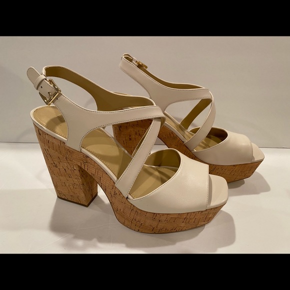 Michael Kors Abbott platform sandals cream 10 M - Picture 2 of 10